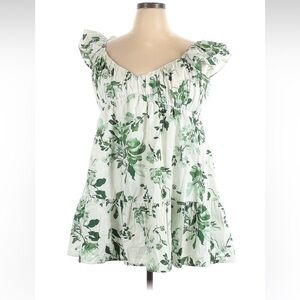 Abercrombie & Fitch Green & White Floral Puff Sleeve Dress XXLP
